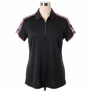 EP New York XXL Golf Polo Shirt Mock Zip Pink Floral Active Tropical Resort